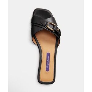 Ralph Lauren Purple Label Eadith Sandal Black Leather Womens 38 EU Size 8 US New